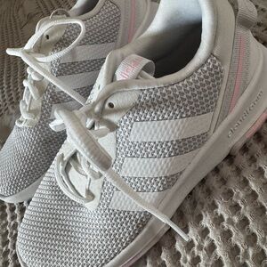 Adidas Women's Cloudfoam White and Pink Athletic Shoes